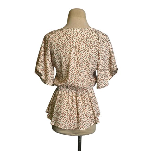 Sienna Sky White Red Floral V Neck Ruffle Blouse Size XS - Picture 6 of 12